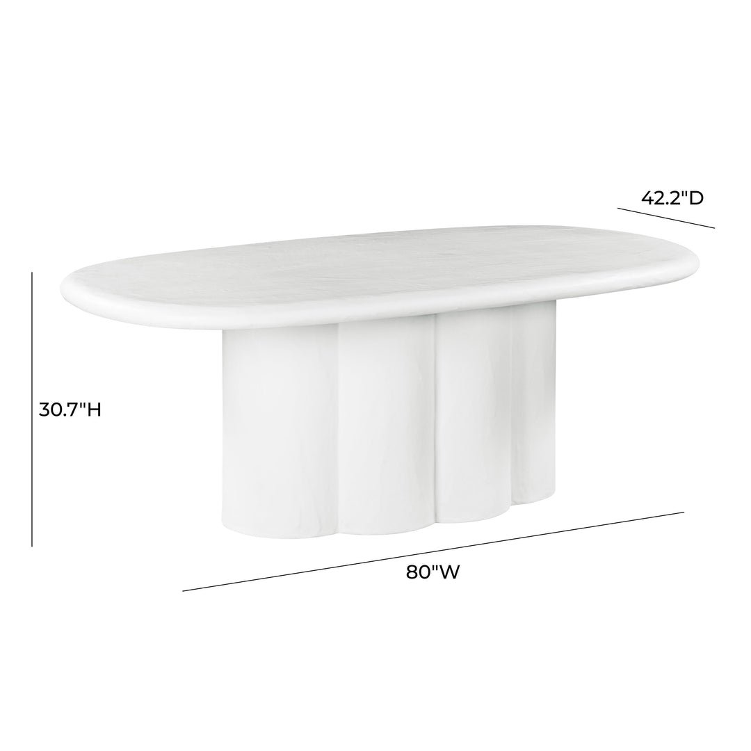 TOV Furniture Elika White Faux Plaster Oval Dining Table OUTDOOR DINING TABLES