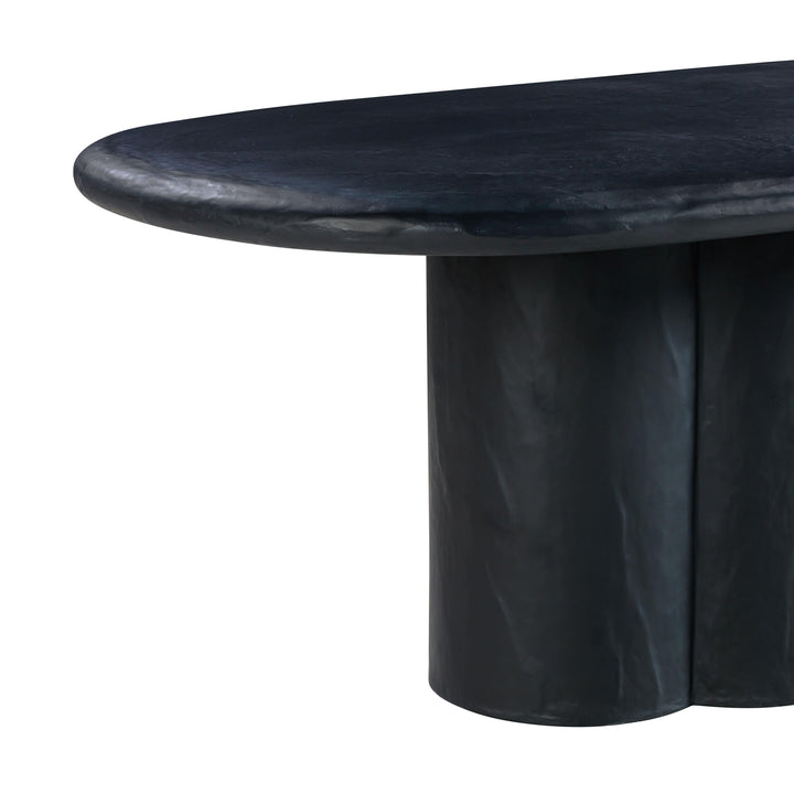 TOV Furniture Elika Black Faux Plaster Oval Dining Table OUTDOOR DINING TABLES