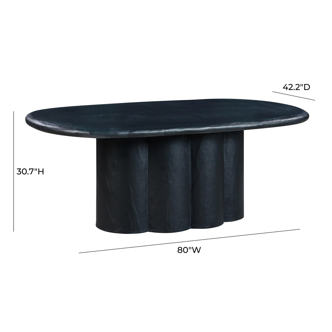 TOV Furniture Elika Black Faux Plaster Oval Dining Table OUTDOOR DINING TABLES