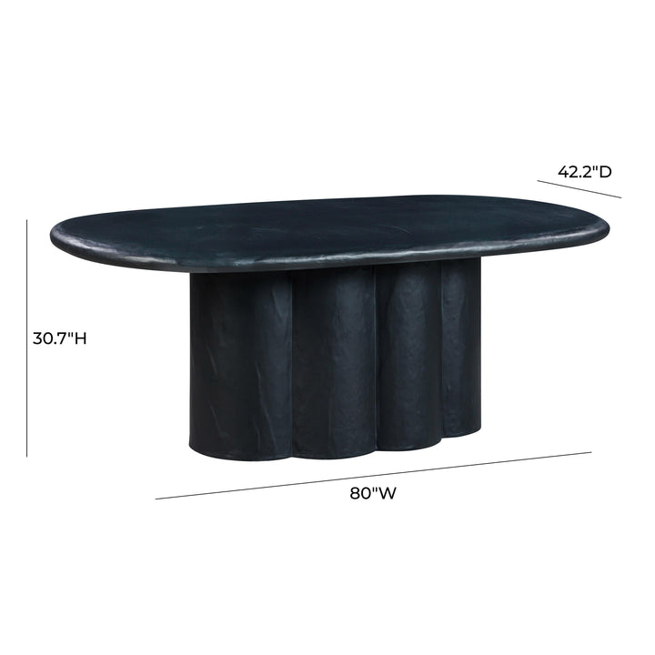 TOV Furniture Elika Black Faux Plaster Oval Dining Table OUTDOOR DINING TABLES