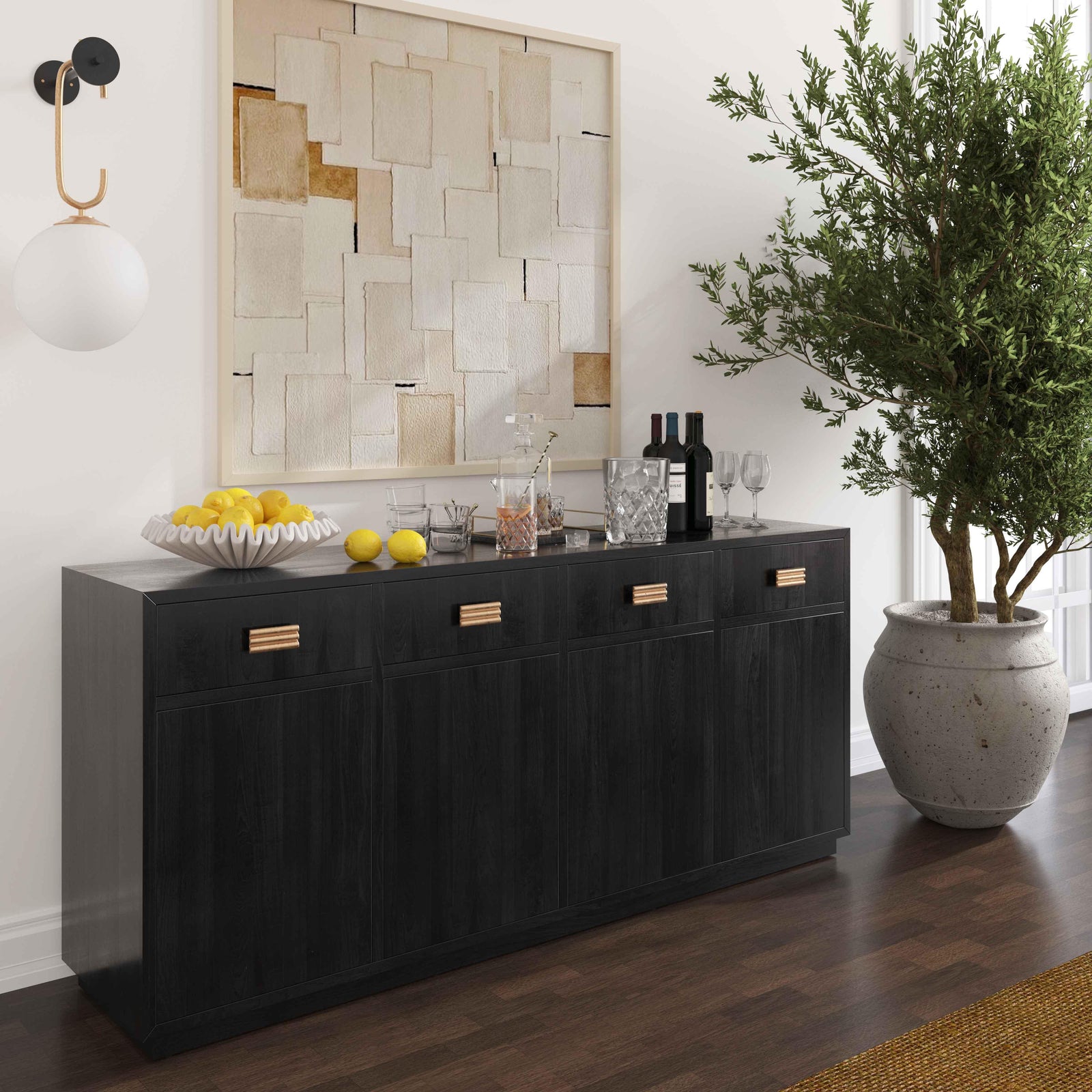 TOV Furniture Aria Black Oak Buffet CABINETS