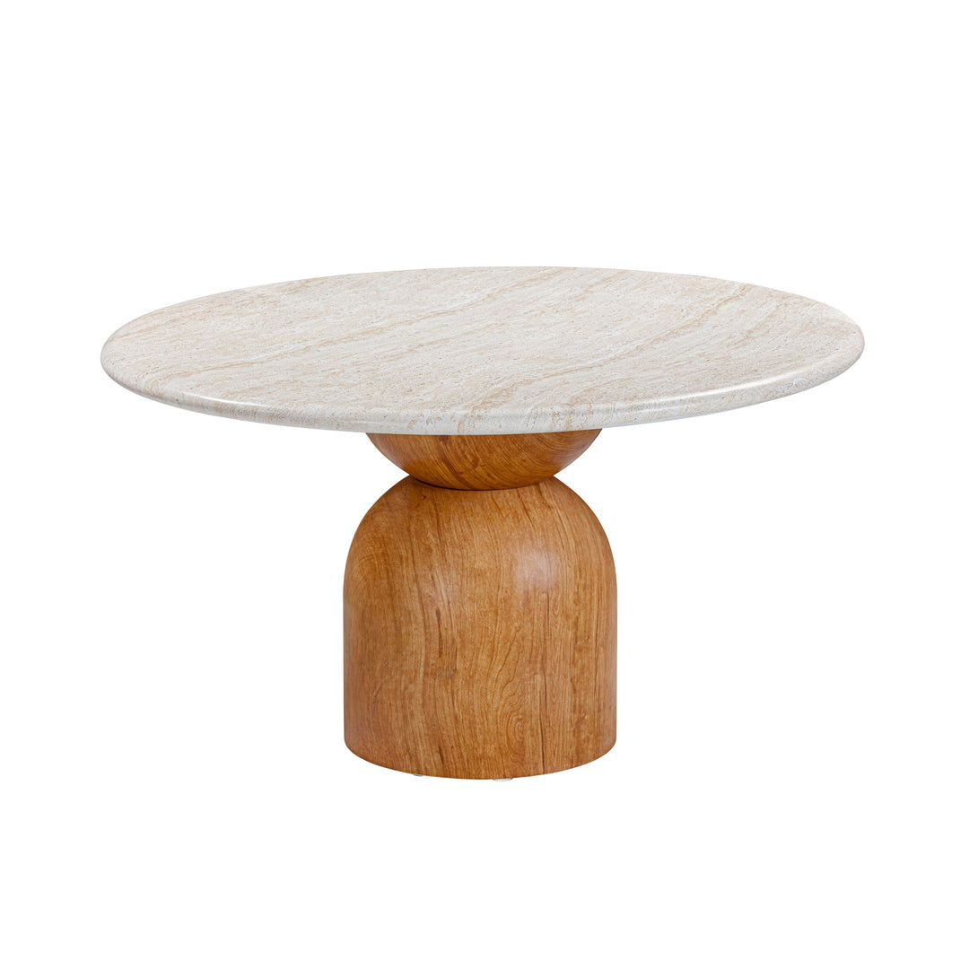 TOV Furniture Cynthia Travertine Concrete Indoor / Outdoor 54" Round Dining Table OUTDOOR DINING TABLES