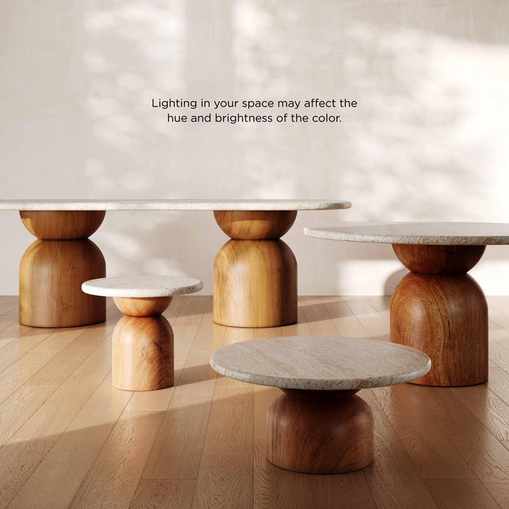 TOV Furniture Cynthia Travertine Concrete Indoor / Outdoor 54" Round Dining Table OUTDOOR DINING TABLES