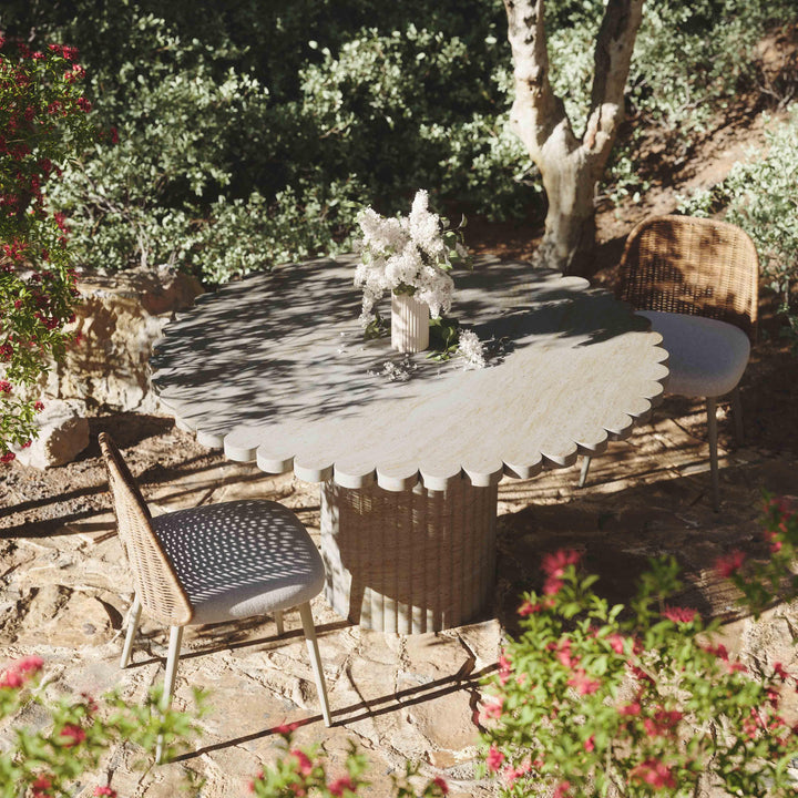 TOV Furniture Blossom Washed Travertine Finish Indoor / Outdoor 54" Round Dining Table OUTDOOR DINING TABLES