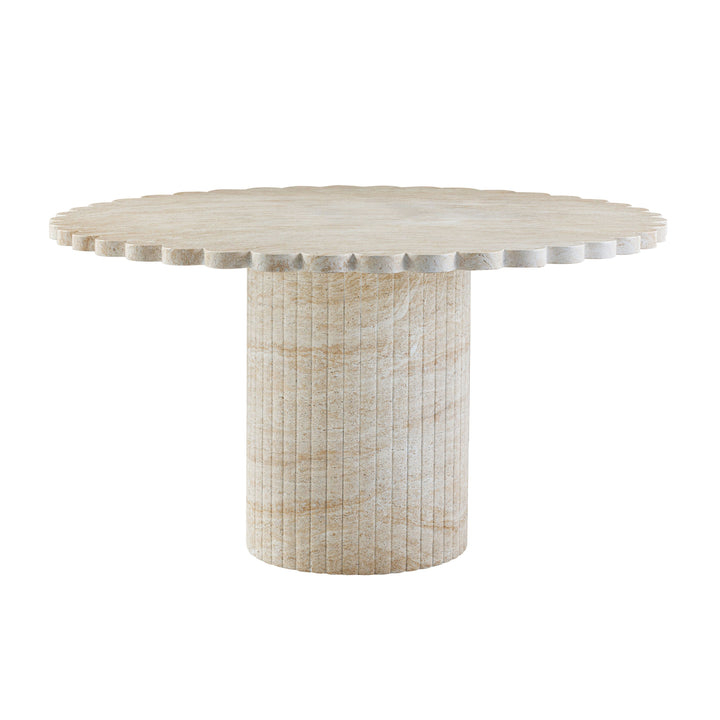 TOV Furniture Blossom Washed Travertine Finish Indoor / Outdoor 54" Round Dining Table OUTDOOR DINING TABLES