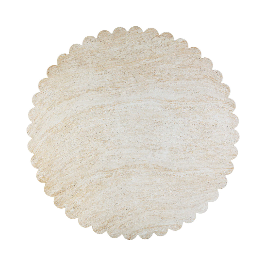 TOV Furniture Blossom Washed Travertine Finish Indoor / Outdoor 54" Round Dining Table OUTDOOR DINING TABLES