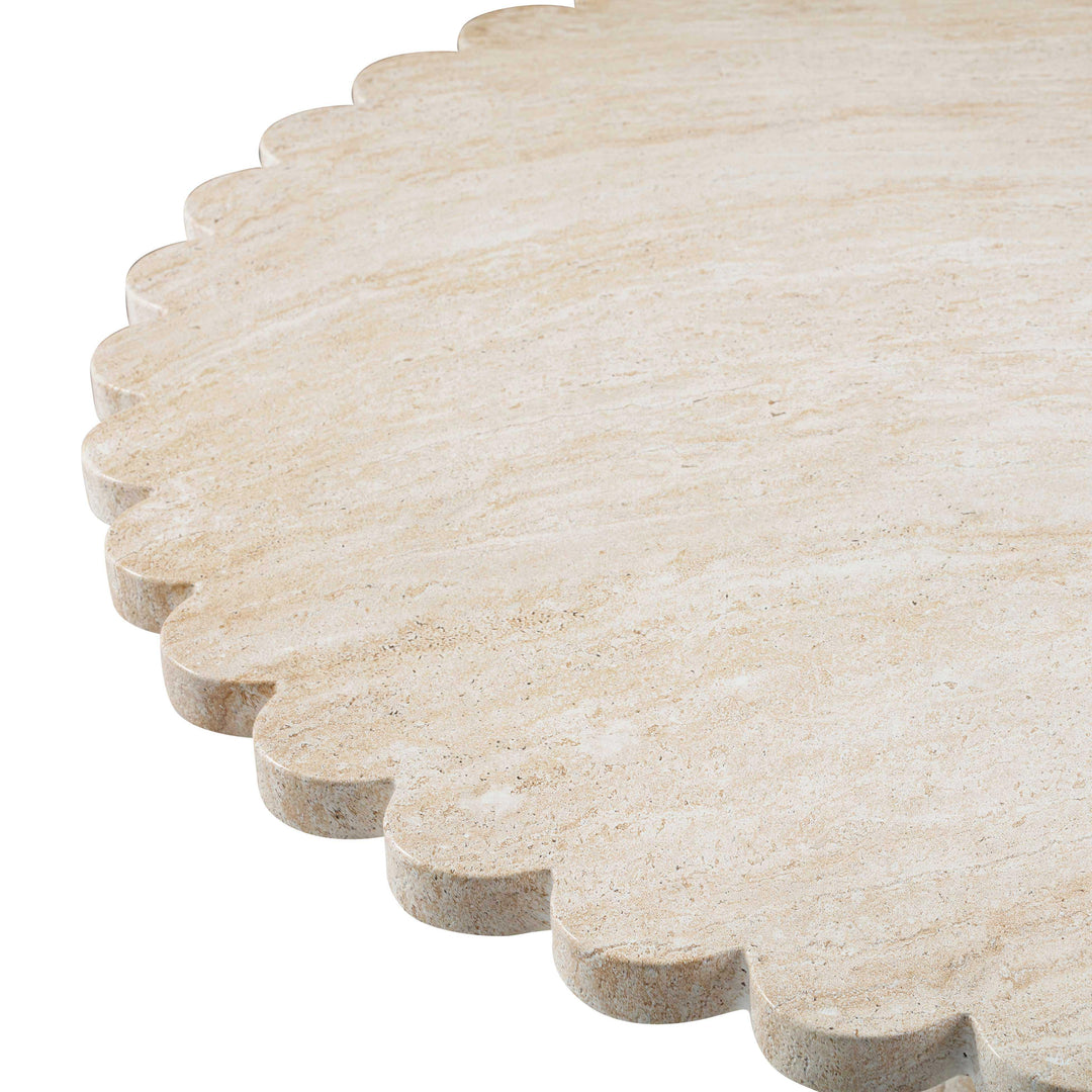TOV Furniture Blossom Washed Travertine Finish Indoor / Outdoor 54" Round Dining Table OUTDOOR DINING TABLES