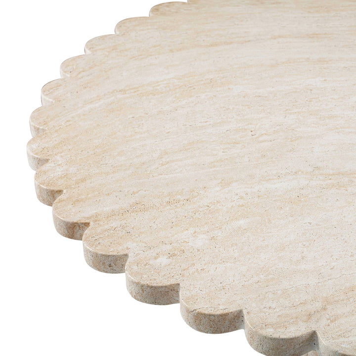 TOV Furniture Blossom Washed Travertine Finish Indoor / Outdoor 54" Round Dining Table OUTDOOR DINING TABLES