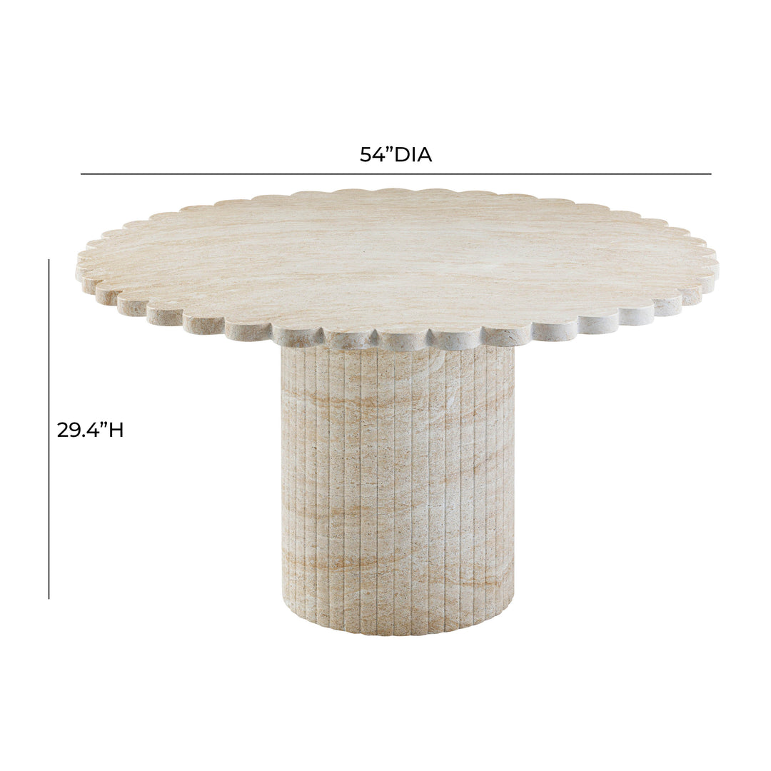 TOV Furniture Blossom Washed Travertine Finish Indoor / Outdoor 54" Round Dining Table OUTDOOR DINING TABLES
