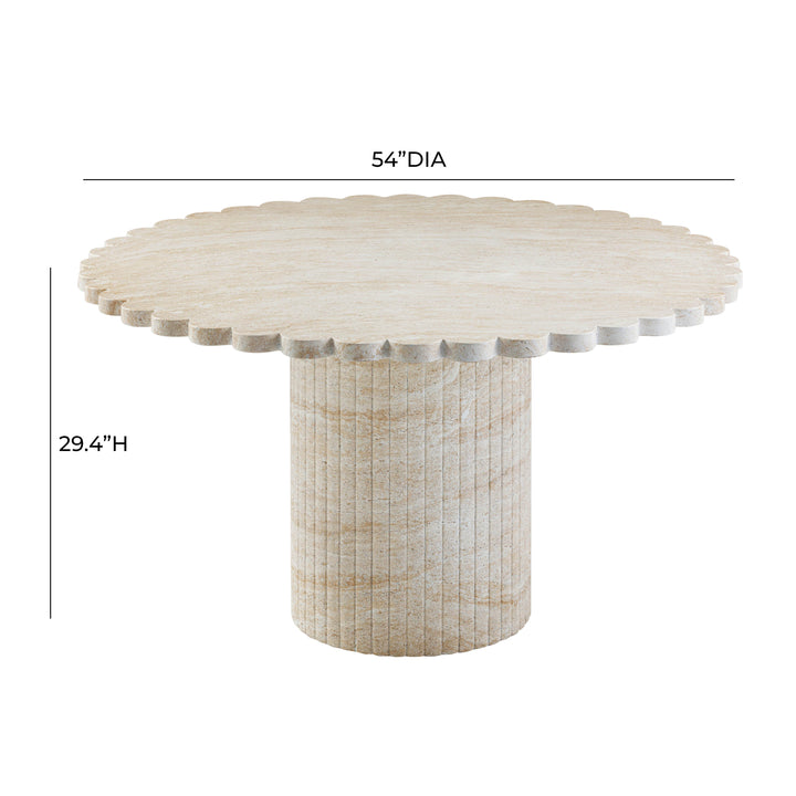 TOV Furniture Blossom Washed Travertine Finish Indoor / Outdoor 54" Round Dining Table OUTDOOR DINING TABLES