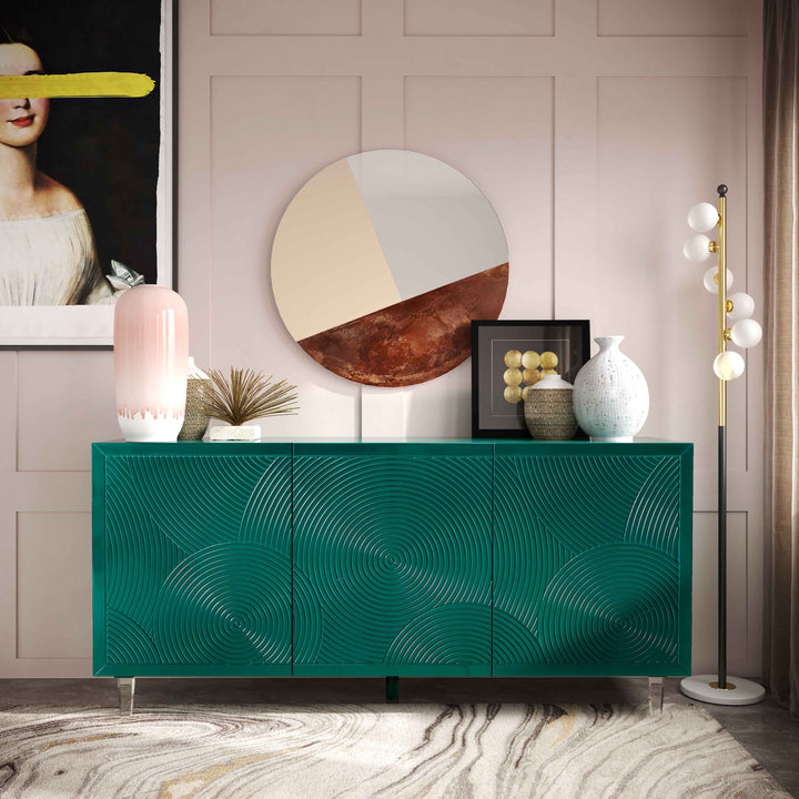 American Home Furniture | TOV Furniture - Karma Green Lacquer Buffet