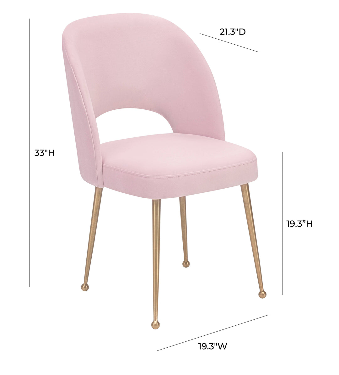 TOV Furniture Swell Blush Velvet Chair DINING CHAIRS
