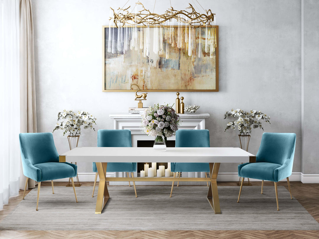 TOV Furniture Beatrix Sea Blue Velvet Side Chair DINING CHAIRS