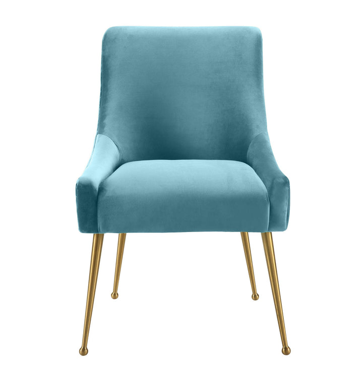 TOV Furniture Beatrix Sea Blue Velvet Side Chair DINING CHAIRS