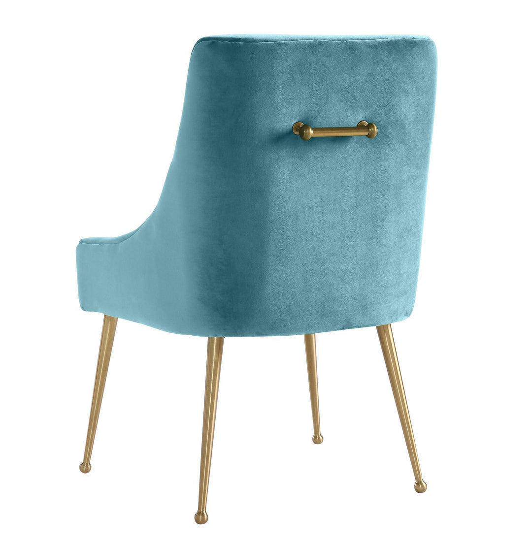 TOV Furniture Beatrix Sea Blue Velvet Side Chair DINING CHAIRS