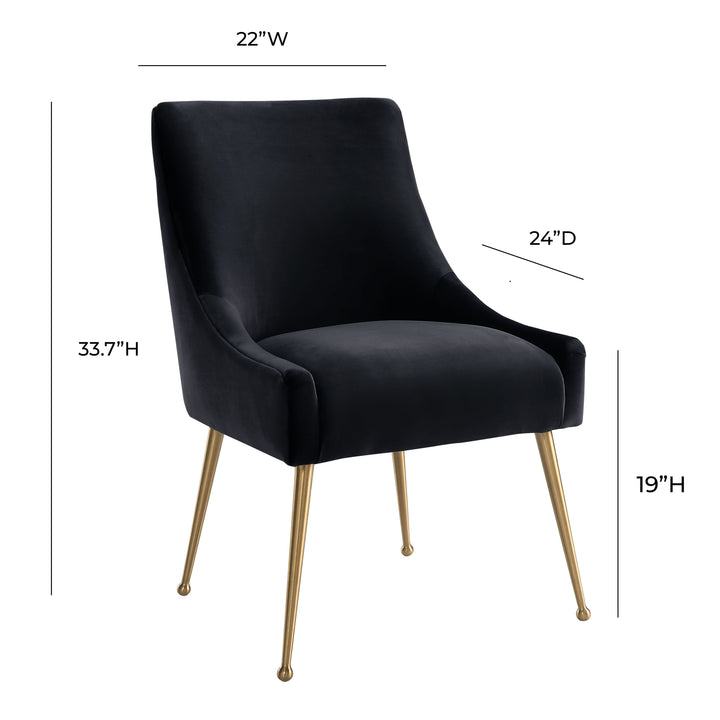 TOV Furniture Beatrix Black Velvet Side Chair DINING CHAIRS
