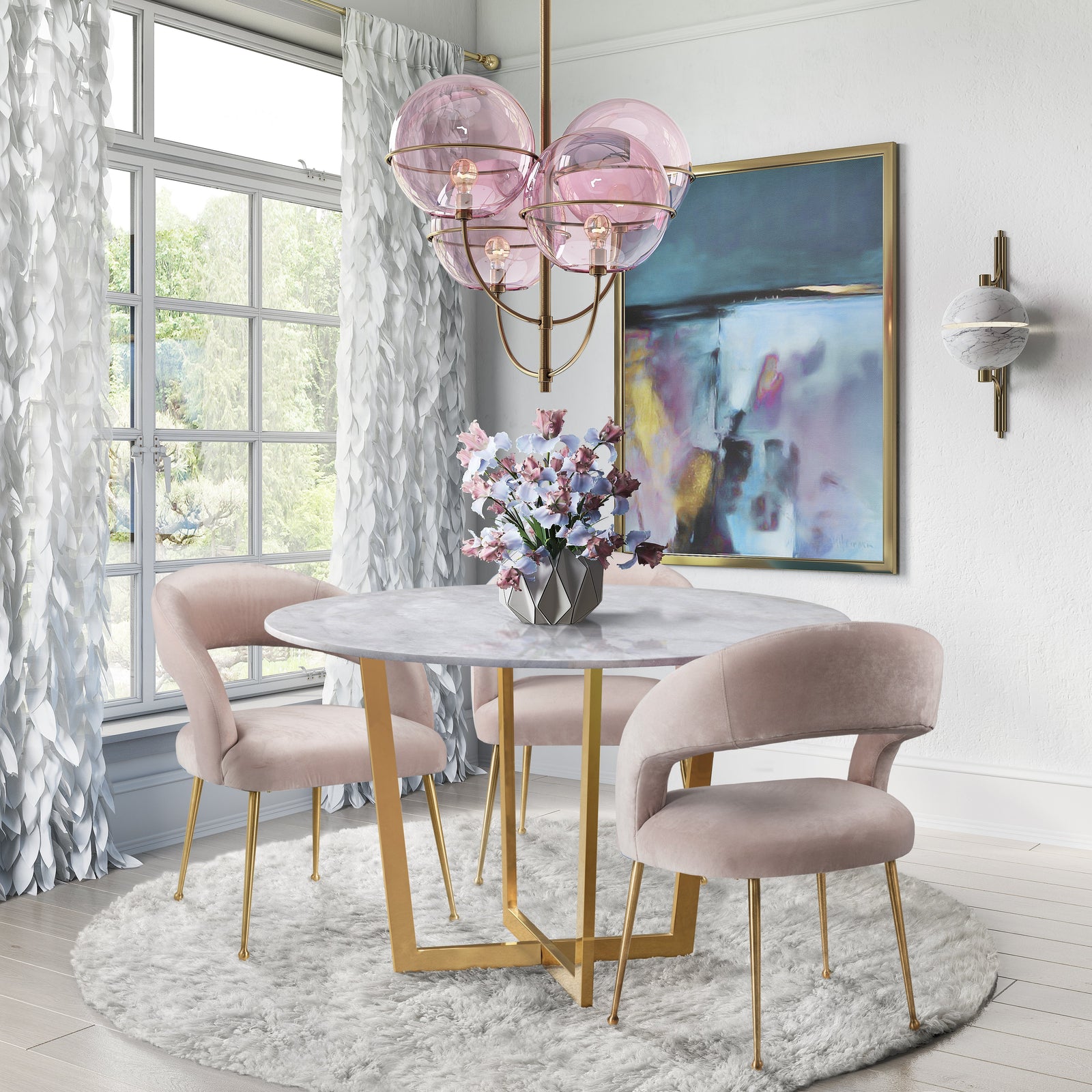 TOV Furniture Rocco Blush Velvet Dining Chair - Set of 2 DINING CHAIRS