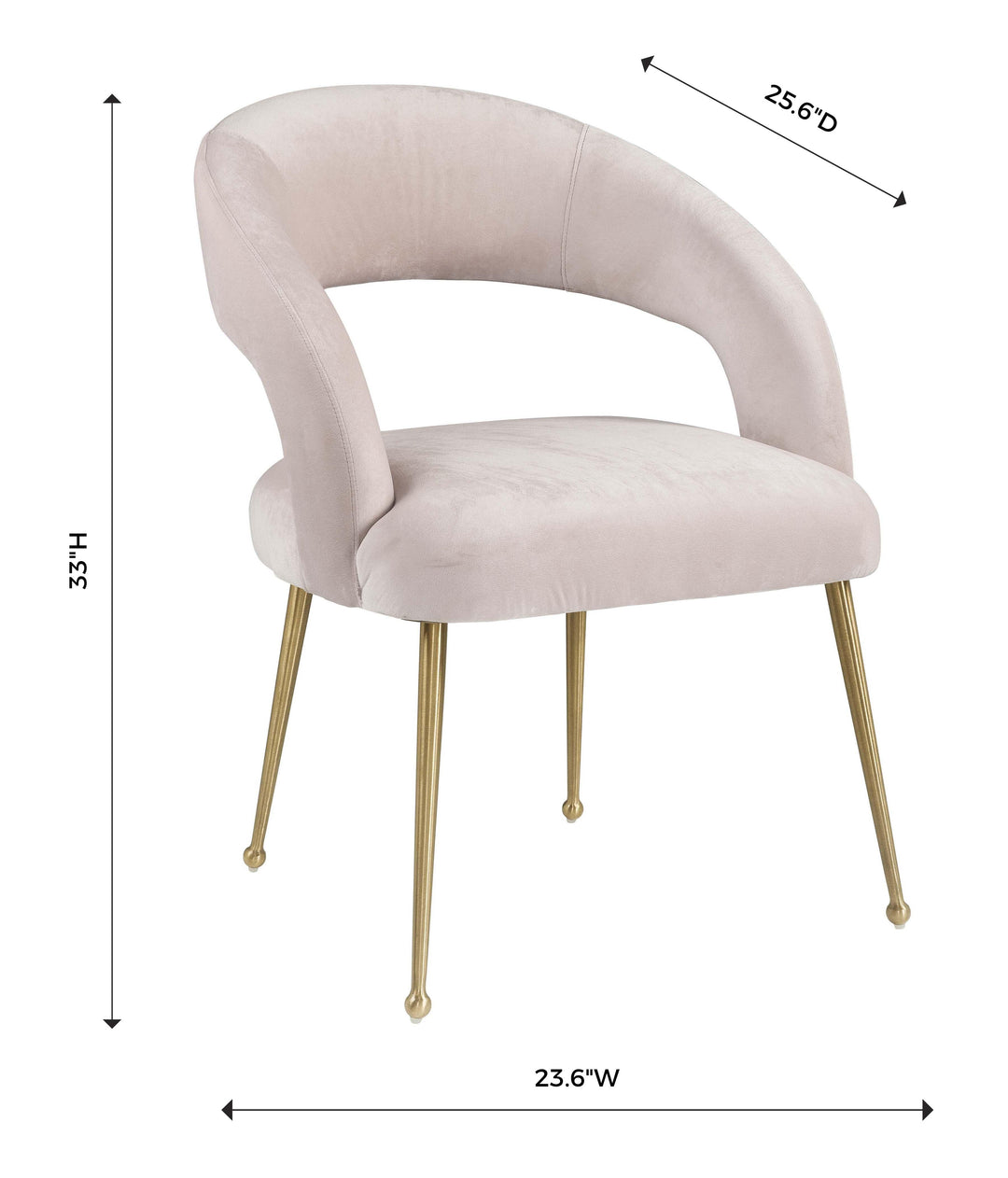 TOV Furniture Rocco Blush Velvet Dining Chair - Set of 2 DINING CHAIRS