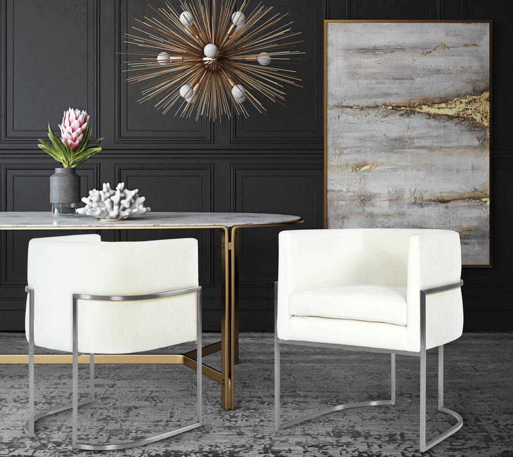 American Home Furniture | TOV Furniture - Giselle Cream Velvet Dining Chair Silver Leg