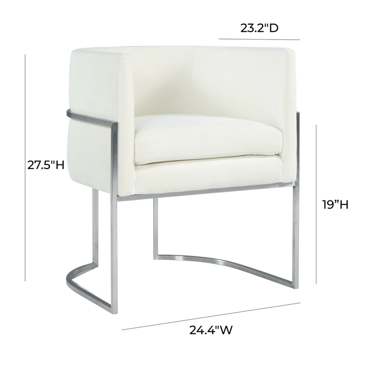 American Home Furniture | TOV Furniture - Giselle Cream Velvet Dining Chair Silver Leg