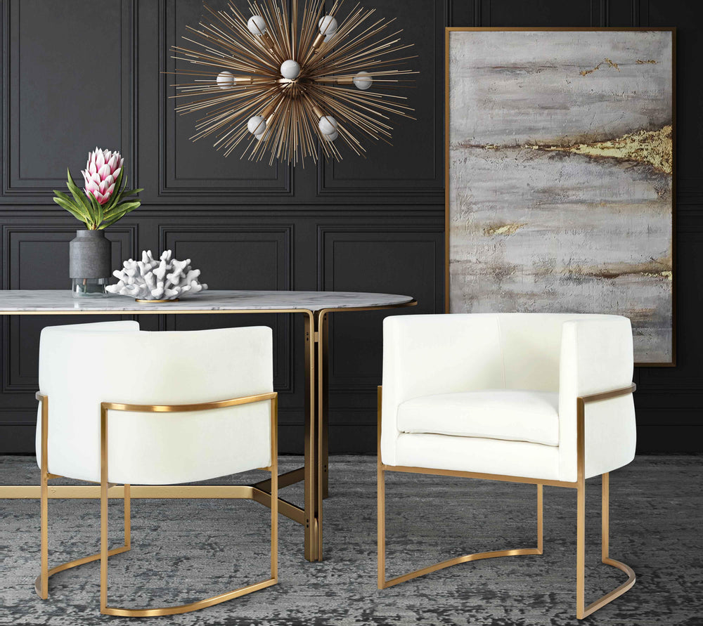 American Home Furniture | TOV Furniture - Giselle Cream Velvet Dining Chair Gold Leg