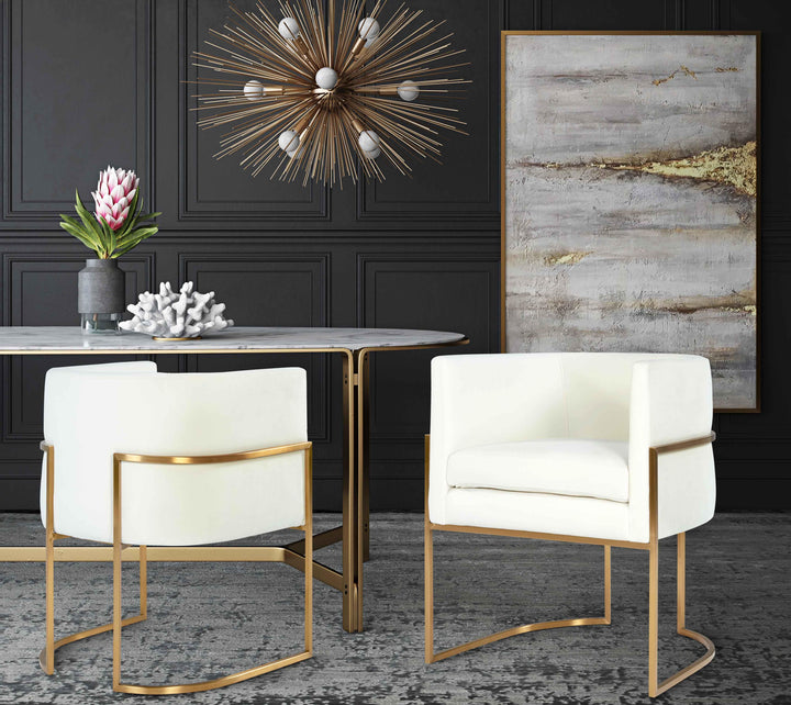 American Home Furniture | TOV Furniture - Giselle Cream Velvet Dining Chair Gold Leg