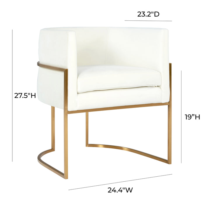 American Home Furniture | TOV Furniture - Giselle Cream Velvet Dining Chair Gold Leg