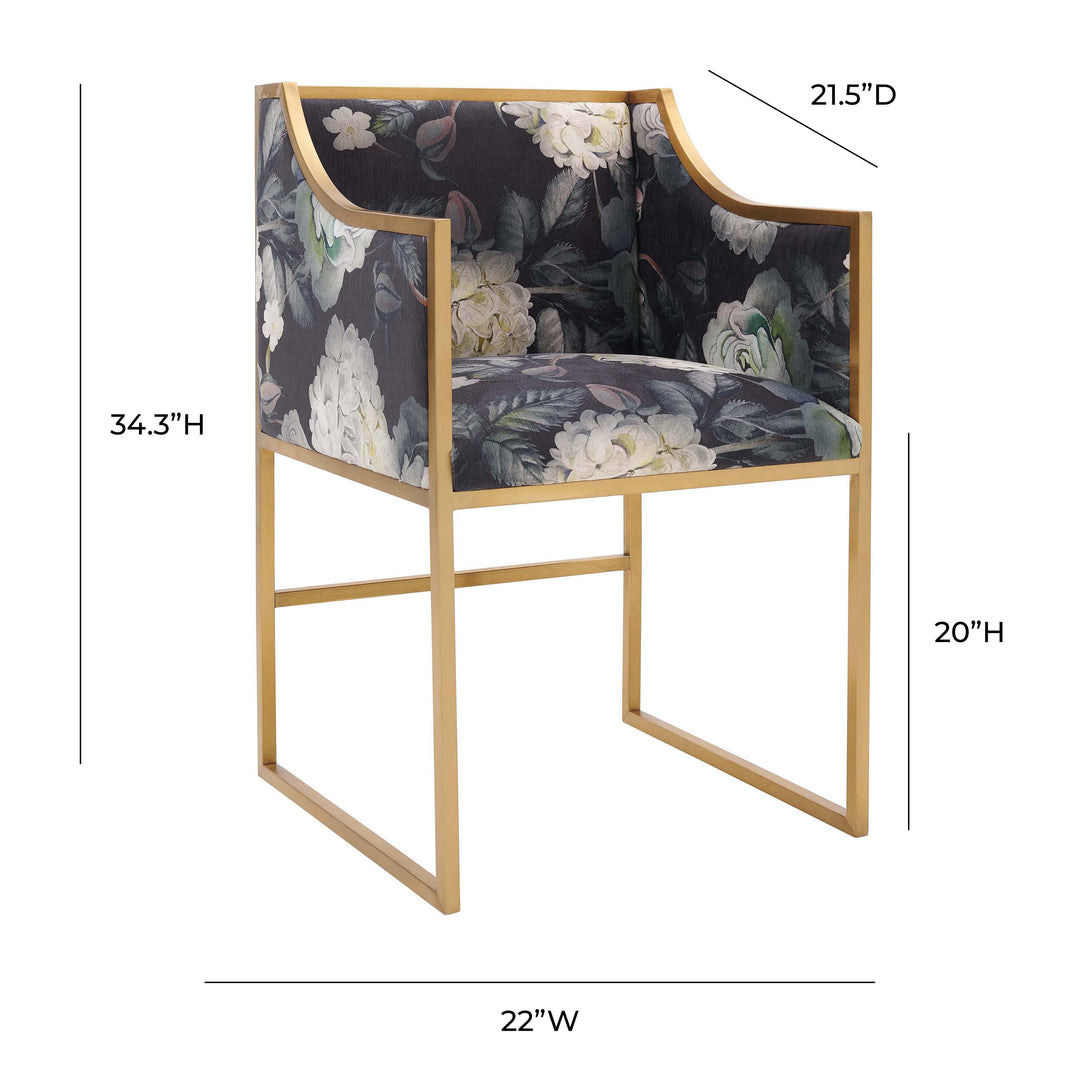TOV Furniture Atara Floral Velvet Gold Chair DINING CHAIRS