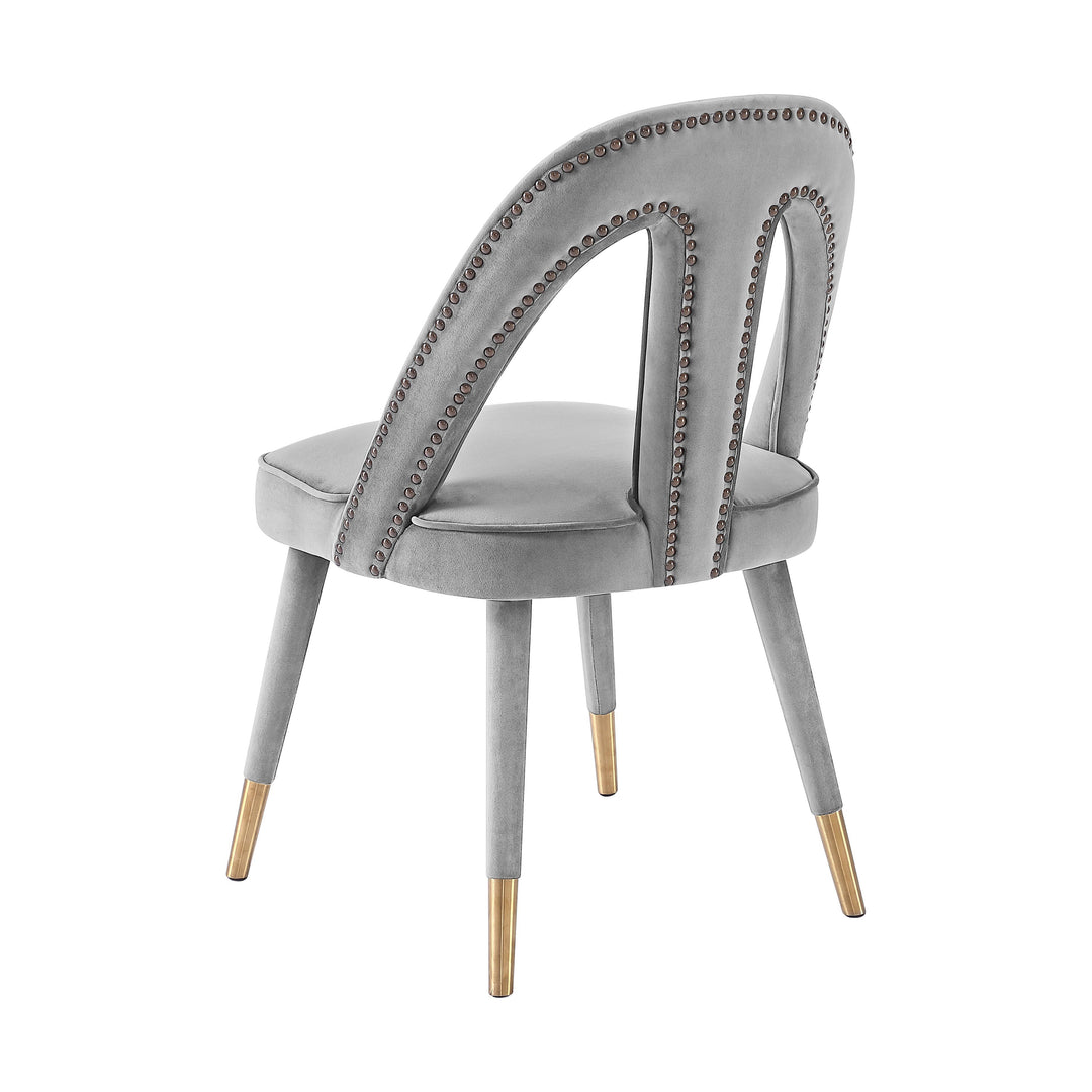 American Home Furniture | TOV Furniture - Petra Light Grey Velvet Side Chair