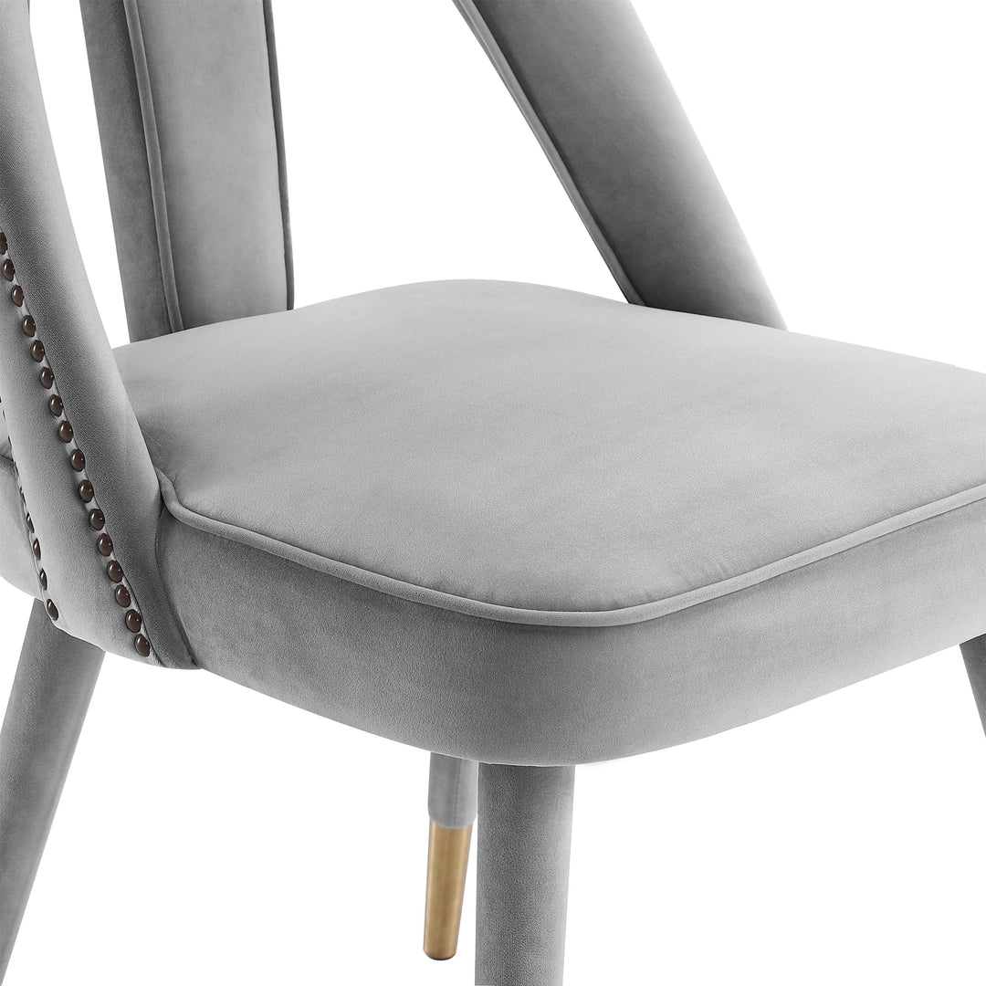 American Home Furniture | TOV Furniture - Petra Light Grey Velvet Side Chair