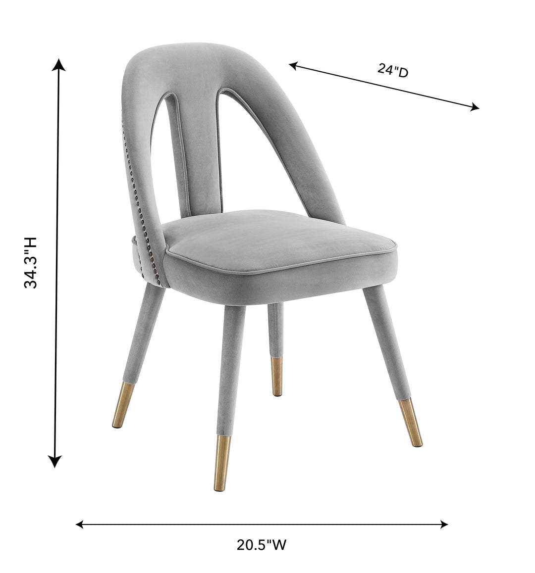 American Home Furniture | TOV Furniture - Petra Light Grey Velvet Side Chair