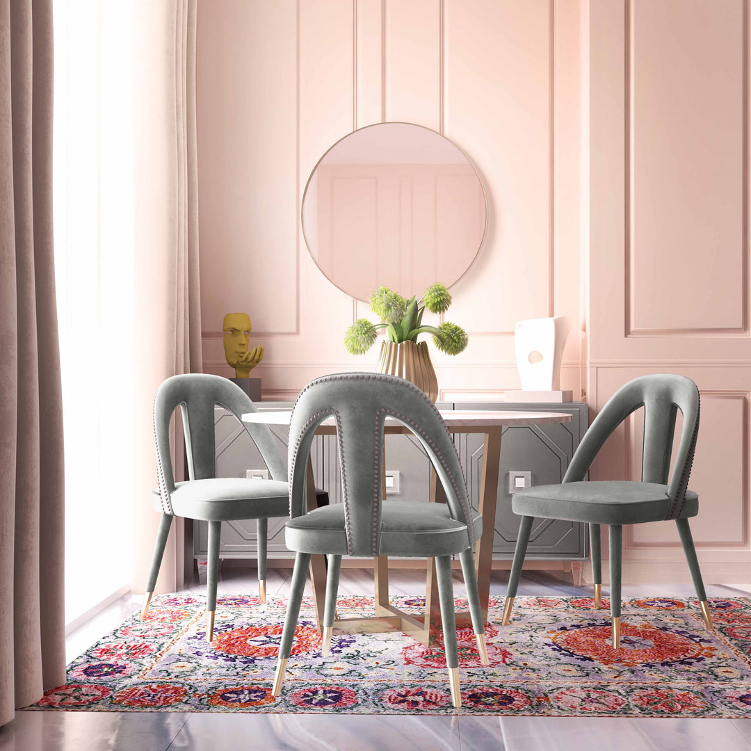 American Home Furniture | TOV Furniture - Petra Light Grey Velvet Side Chair