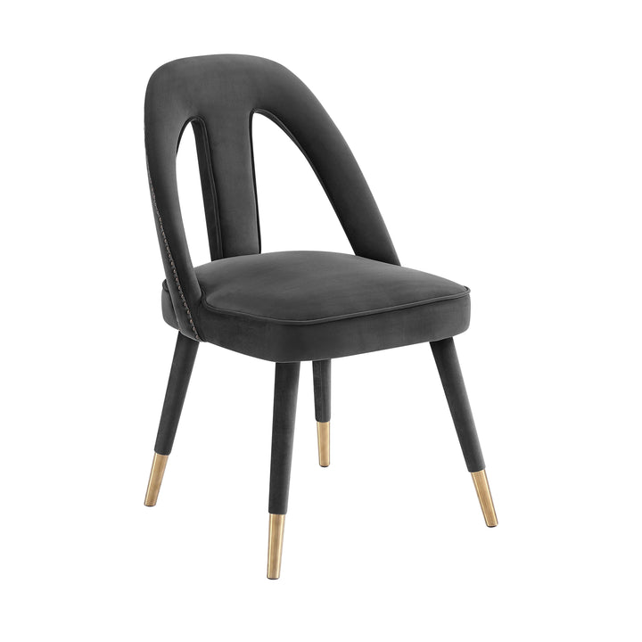 American Home Furniture | TOV Furniture - Petra Dark Grey Velvet Side Chair