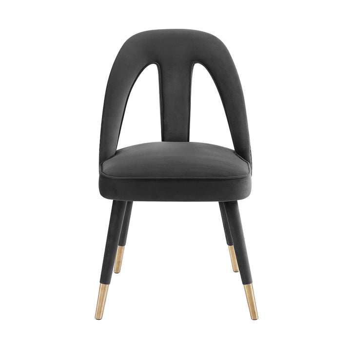 American Home Furniture | TOV Furniture - Petra Dark Grey Velvet Side Chair