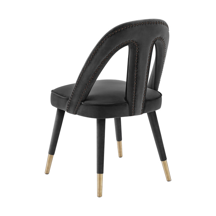 American Home Furniture | TOV Furniture - Petra Dark Grey Velvet Side Chair