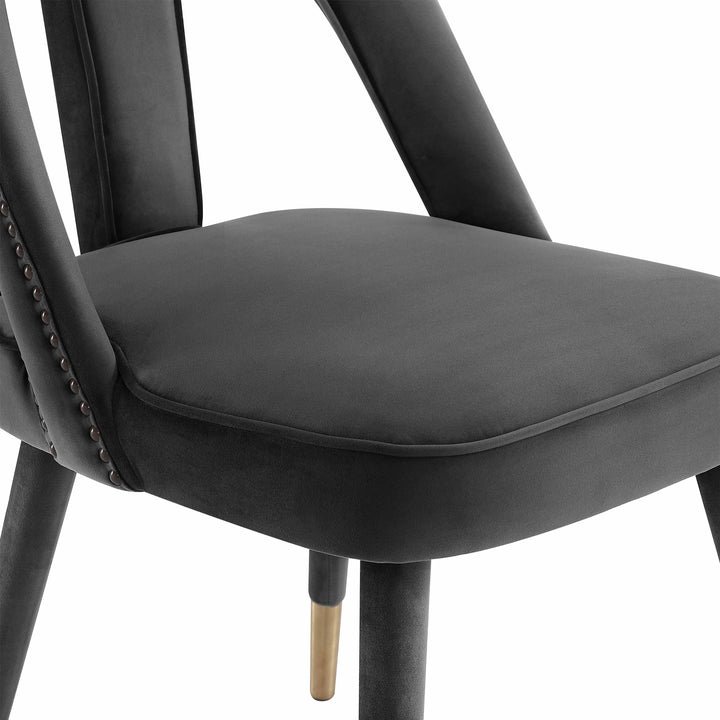 American Home Furniture | TOV Furniture - Petra Dark Grey Velvet Side Chair