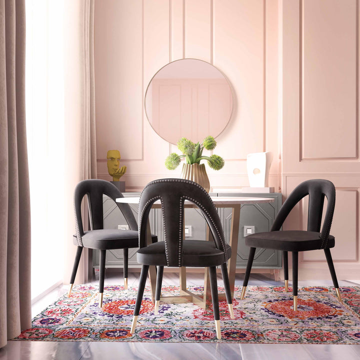 American Home Furniture | TOV Furniture - Petra Dark Grey Velvet Side Chair