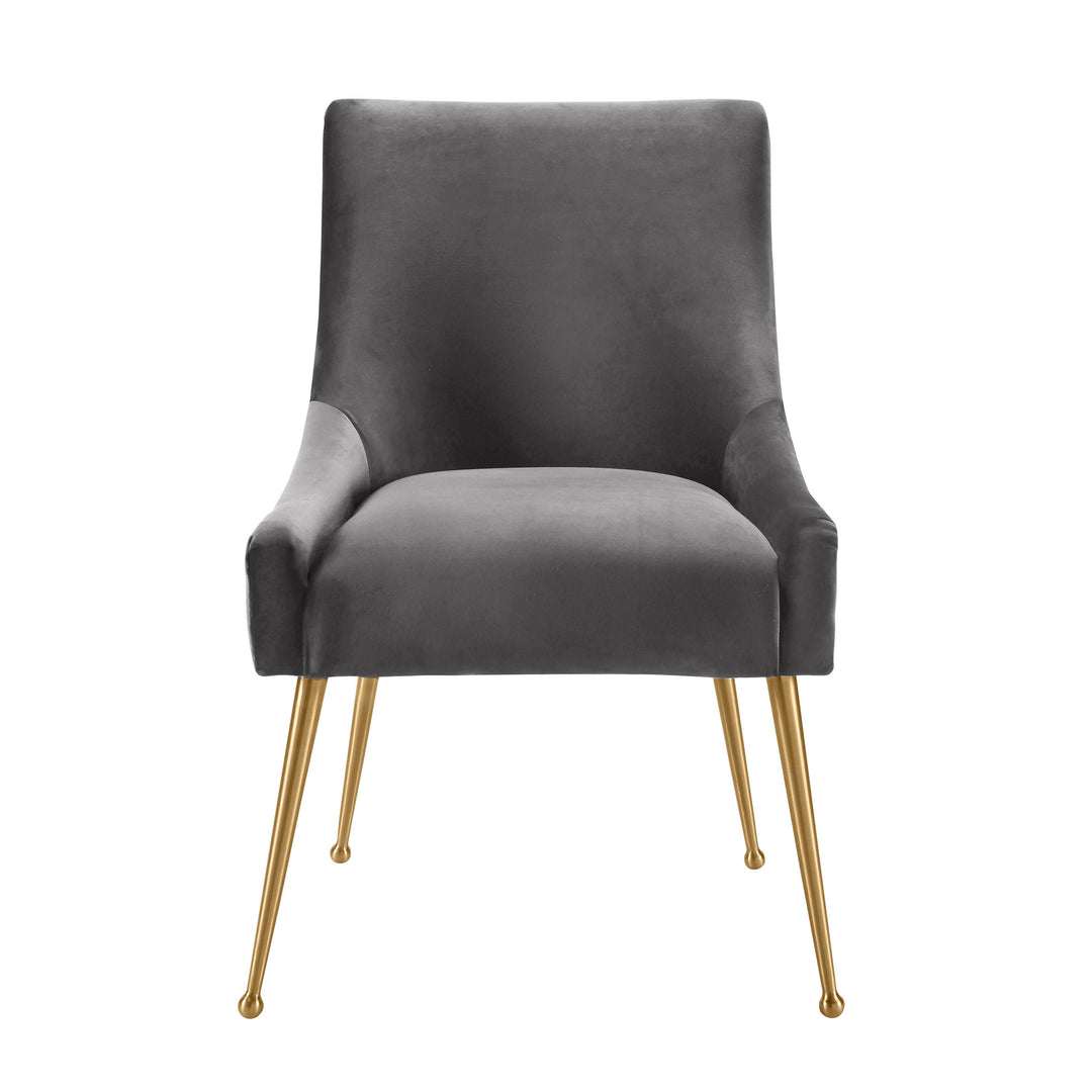TOV Furniture Beatrix Pleated Grey Velvet Side Chair DINING CHAIRS