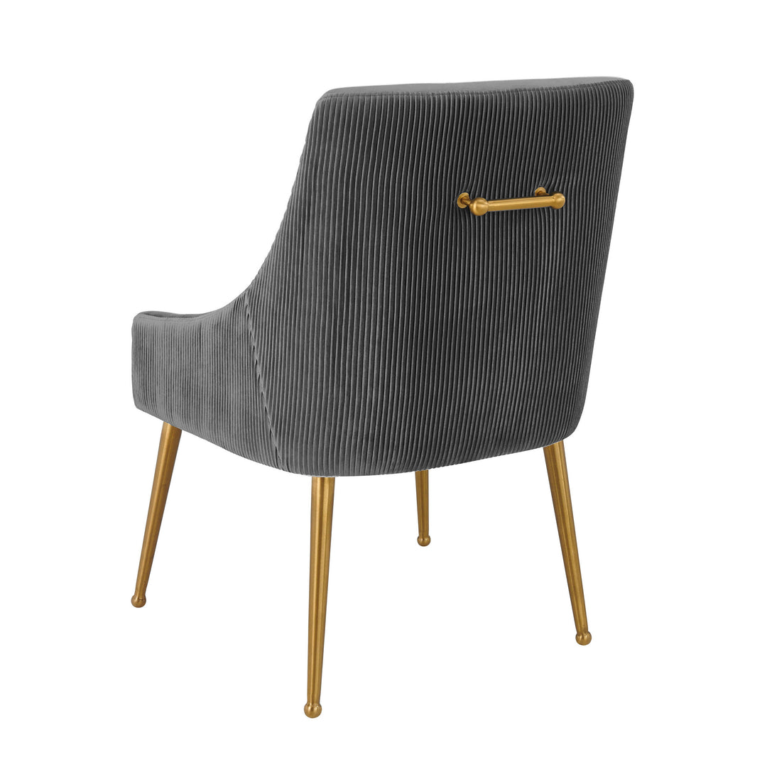 TOV Furniture Beatrix Pleated Grey Velvet Side Chair DINING CHAIRS