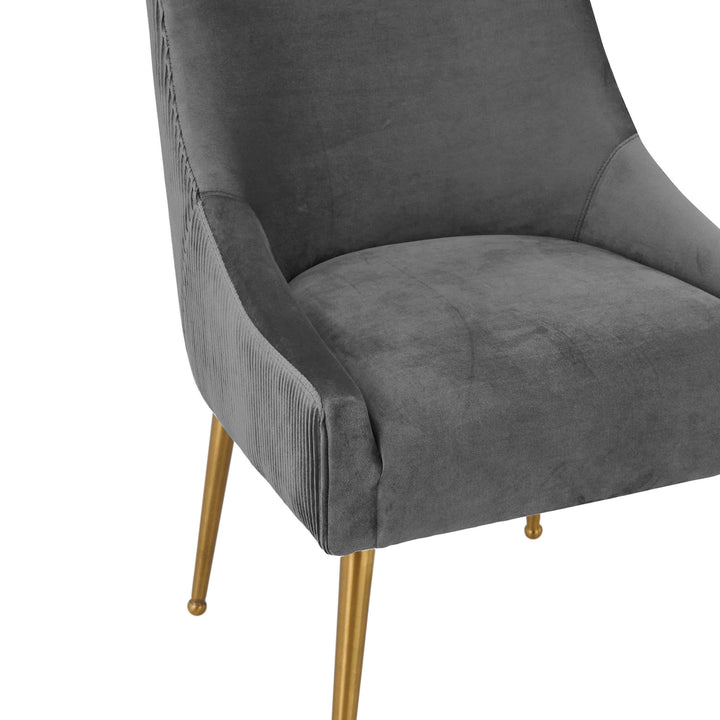 TOV Furniture Beatrix Pleated Grey Velvet Side Chair DINING CHAIRS