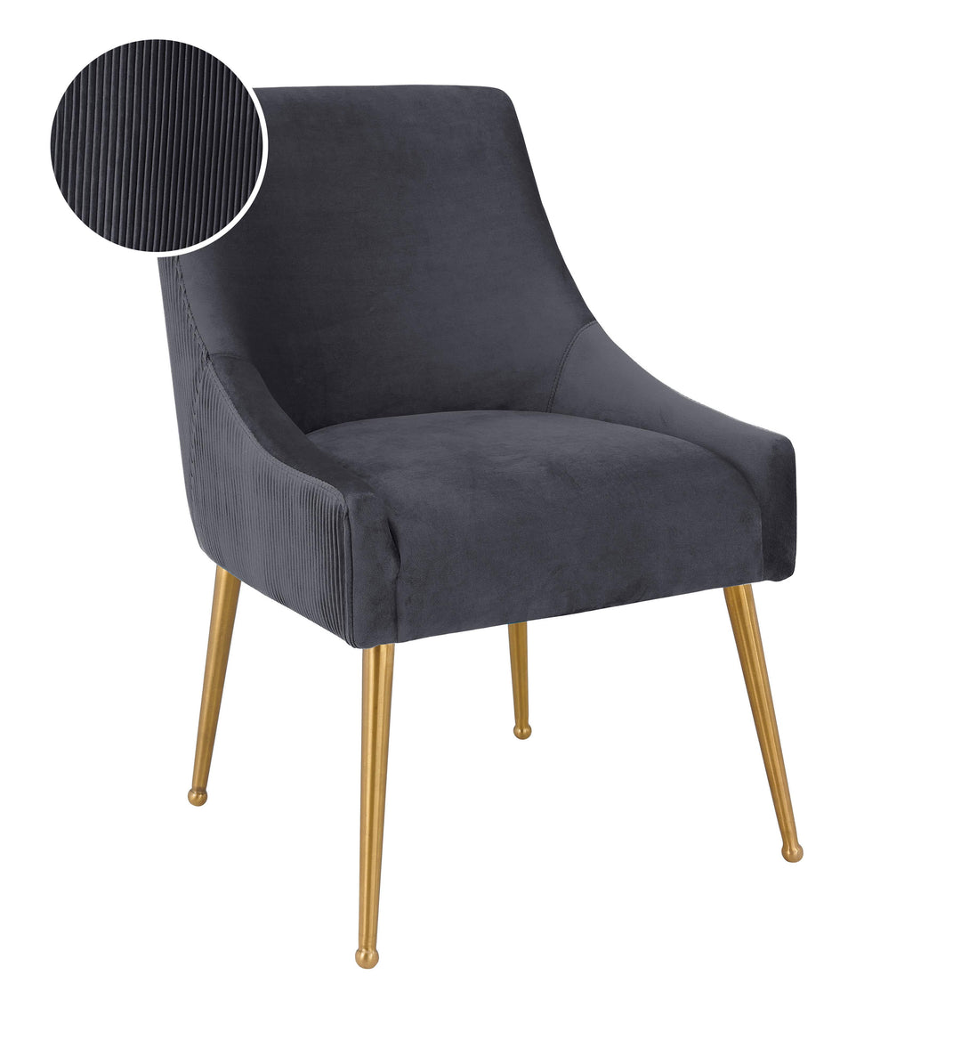 American Home Furniture | TOV Furniture - Beatrix Pleated Grey Velvet Side Chair