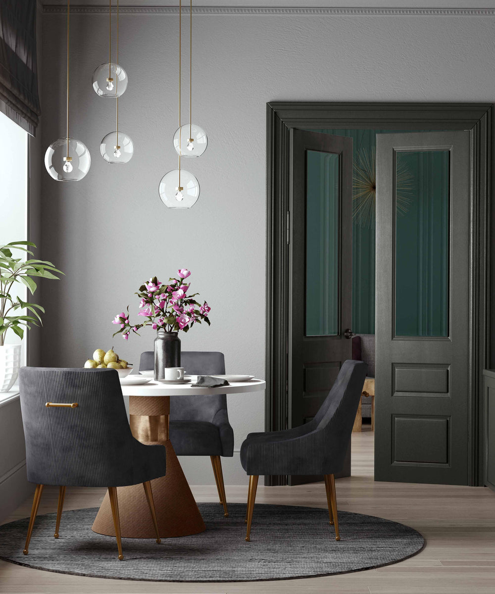 American Home Furniture | TOV Furniture - Beatrix Pleated Grey Velvet Side Chair