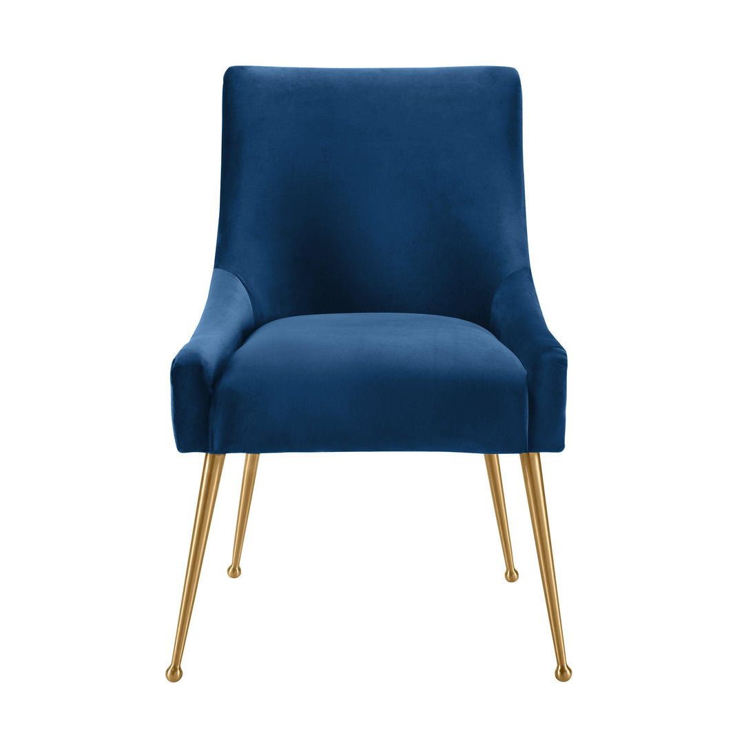 TOV Furniture Beatrix Pleated Navy Velvet Side Chair DINING CHAIRS