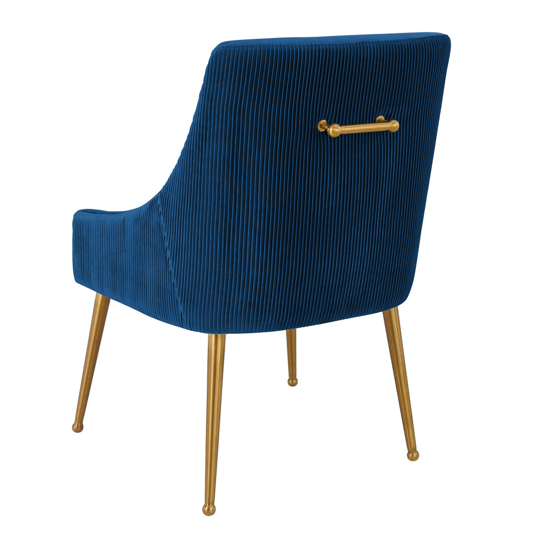 TOV Furniture Beatrix Pleated Navy Velvet Side Chair DINING CHAIRS