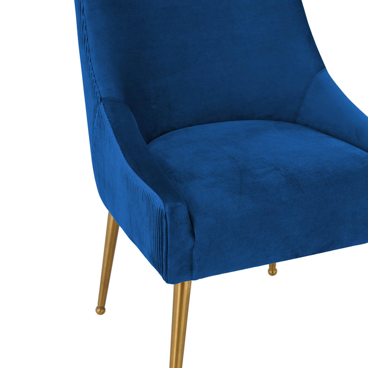TOV Furniture Beatrix Pleated Navy Velvet Side Chair DINING CHAIRS