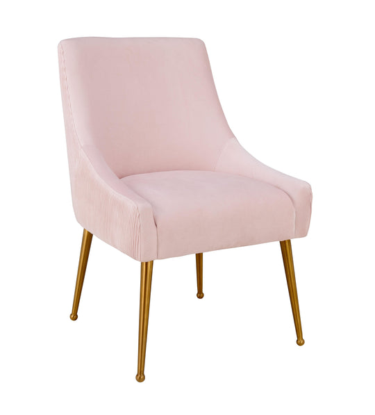 TOV Furniture Beatrix Pleated Blush Velvet Side Chair DINING CHAIRS
