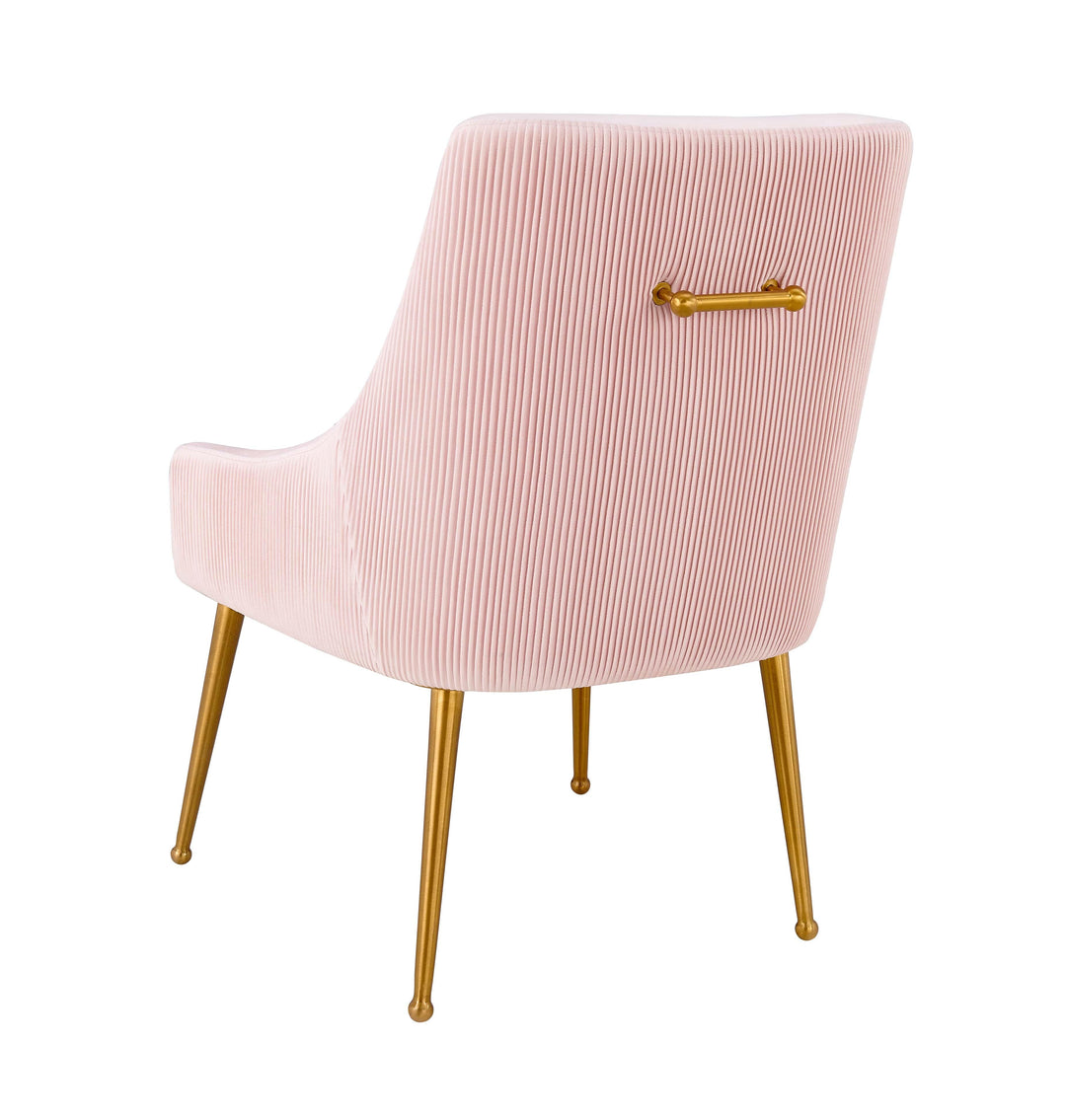 TOV Furniture Beatrix Pleated Blush Velvet Side Chair DINING CHAIRS