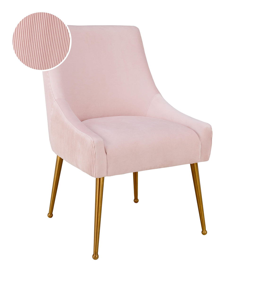 TOV Furniture Beatrix Pleated Blush Velvet Side Chair DINING CHAIRS