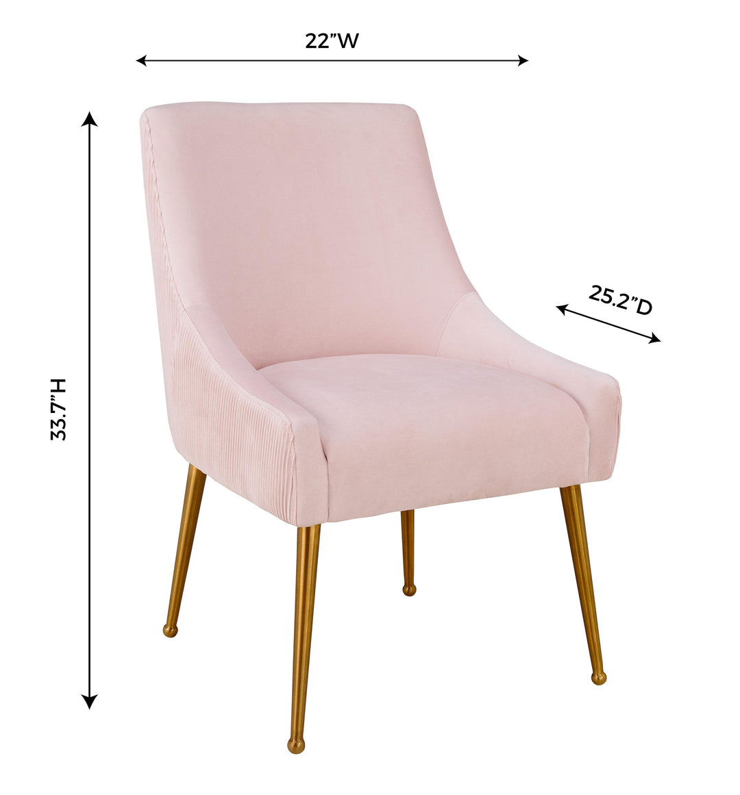 TOV Furniture Beatrix Pleated Blush Velvet Side Chair DINING CHAIRS