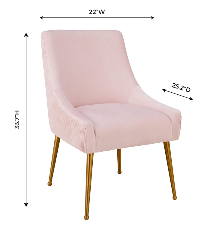 TOV Furniture Beatrix Pleated Blush Velvet Side Chair DINING CHAIRS